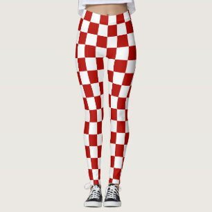 Karierte Quadrate rot weiß geometrisch retro Leggings