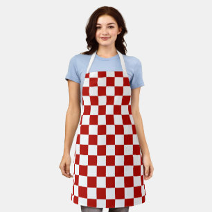 Karierte Quadrate rot weiß geometrisch retro Schürze