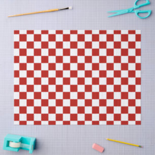 Karierte Quadrate rot weiß geometrisch retro Seidenpapier