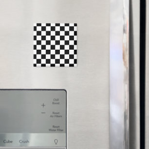 Karierte Quadrate schwarz-weiß geometrisch Retro Magnet