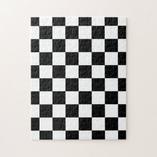 Karierte Quadrate schwarz-weiß geometrisch Retro Puzzle