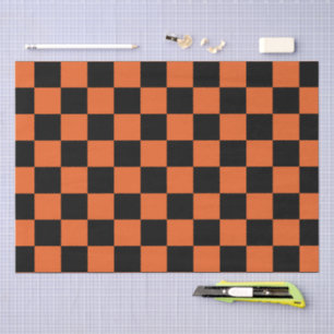 Karierte Quadrate Schwarze und orange geometrische Seidenpapier