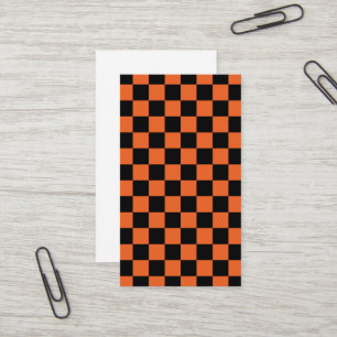 Karierte Quadrate Schwarze und orangefarbene geome Visitenkarte