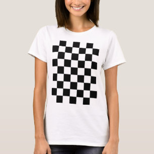 Karierte Quadrate Schwarzes und weißes geometrisch T-Shirt