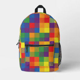 Karierte Rainbow-Checkerboard-Farben Bedruckter Rucksack