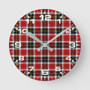 Karierte Red Brown Karos Muster-52626 Runde Wanduhr