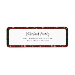 Karierte Red Green Script Snowflakes Rücksendeadre