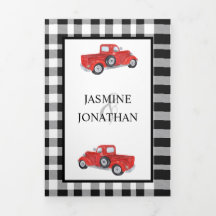 Karierte Red Truck Wedding mit Black and White Buf