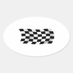 Karierte Rennflaggen-Sticker Ovaler Aufkleber