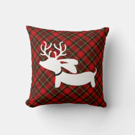 Karierte Rentier-Dackel Kissen