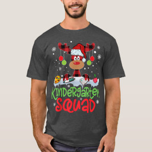 Karierte Rentier Weihnachtsmannmütze Kindergarten T-Shirt