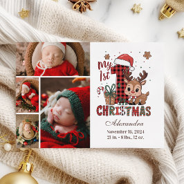 Karierte Rentiere 4 Foto Erste Weihnachtsfeier Feiertagskarte