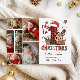 Karierte Rentiere 6 Foto Erste Weihnachtsfeier Feiertagskarte