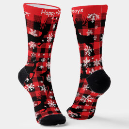 Karierte Rentiersocken "Happy Holidays" mit indivi Socken
