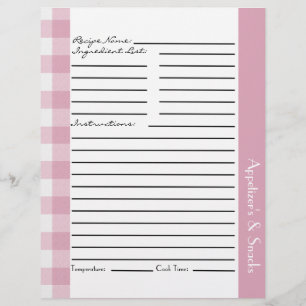 Karierte Rosa- und Weißrezeptblätter