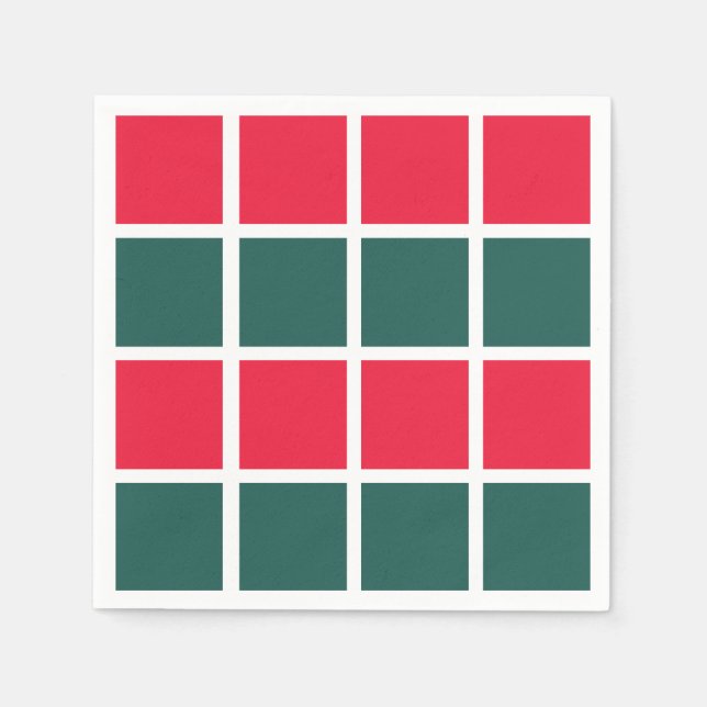 Karierte Rot Grüne Karierte Party Serviette (Vorderseite)