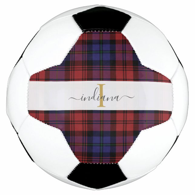 Karierte Rustikale Monogram Script Tartan Fußball (Vorderseite)