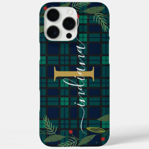Karierte Rustikale Monogram Script Wreath Tartan iPhone 16 Pro Max Hülle