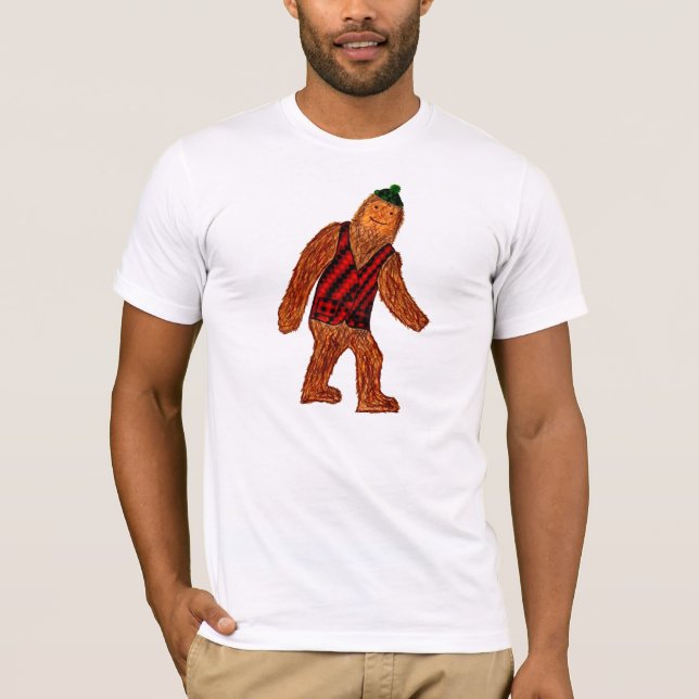 Karierte Sasquatch Strickjackeweste T-Shirt (Vorderseite)