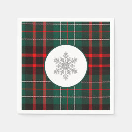 Karierte Schneeflocke in Rot und Grün Serviette