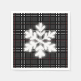 Karierte Schwarz-Grau-Schneeflocke Serviette