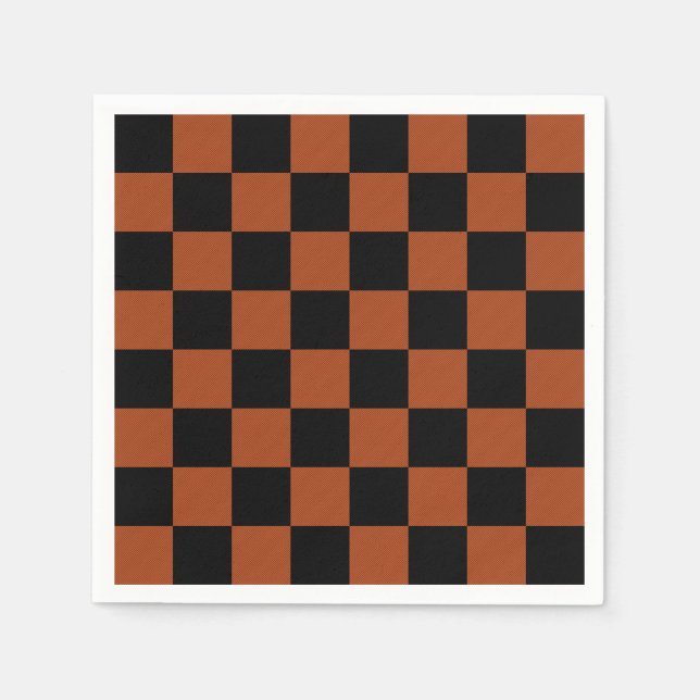 Karierte, schwarz-orange karierte Plätze Buffalo Serviette (Vorderseite)