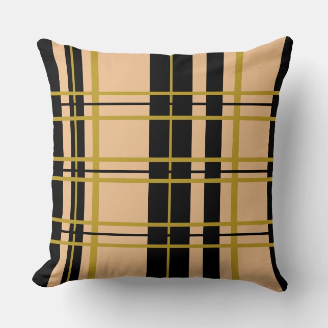 Karierte schwarze Rose gestreift Kissen (Vorderseite)