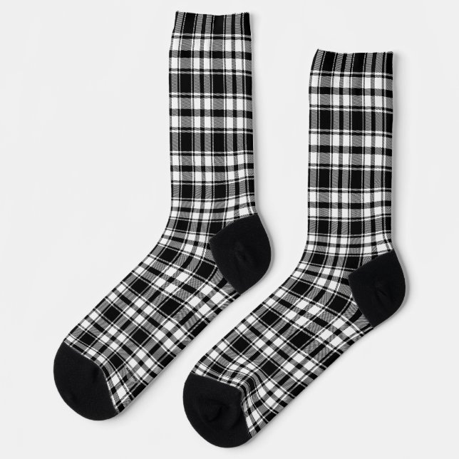 Karierte schwarze und weiße Socken HAMbWG (Linkes Detail)