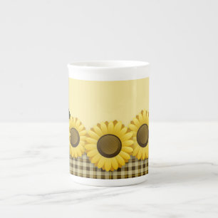 Karierte Sonnenblume-Tee-Tasse Prozellantasse
