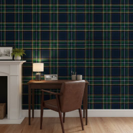 Karierte Tapete mit grünem und blauem Tartan