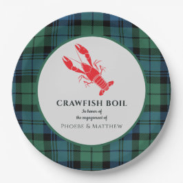 Karierte Tartan Crawfish Boil-Engagement-Partei Pappteller