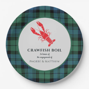 Karierte Tartan Crawfish Boil-Engagement-Partei Pappteller