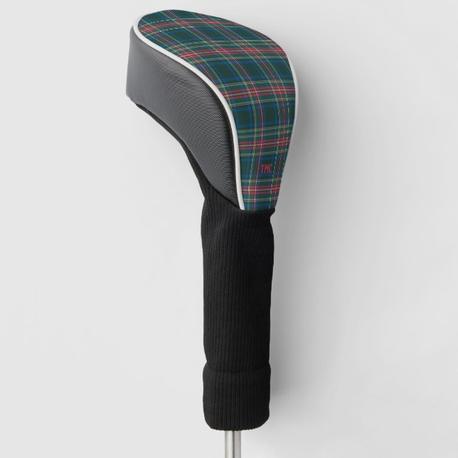 Karierte Tartan-Initialen Preppy Chic Zeitlos Golf Headcover (angewinkelt)