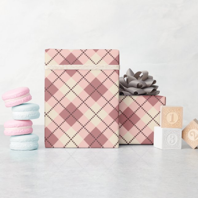 karierte Tartan karierte, beige-braune Textur Geschenkpapier (Babyparty)