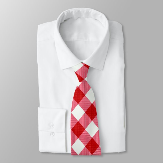 karierte Tartan karierte klassische rote weiße Tex Krawatte (Gebunden)