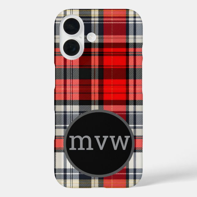 Karierte Tartan-Telefonabdeckung mit Monogramm Case-Mate iPhone Hülle (Rückseite)