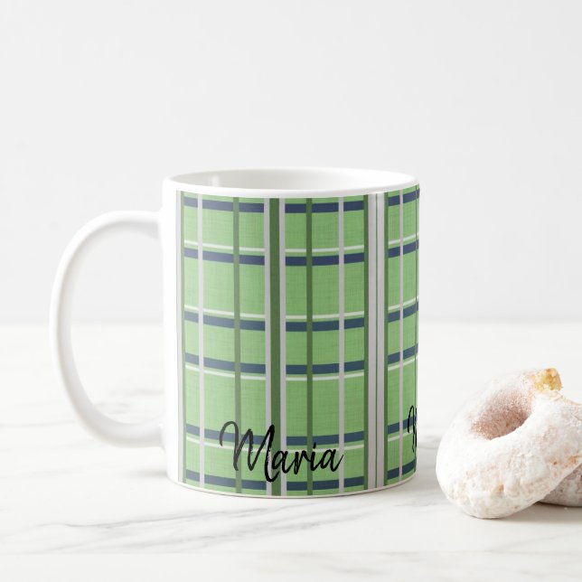 Karierte Tasse von Green White (Mit Donut)
