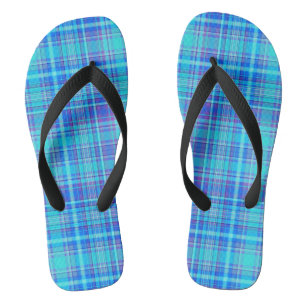 Karierte Textur Blaue Streifen Muster-43657 Flip Flops