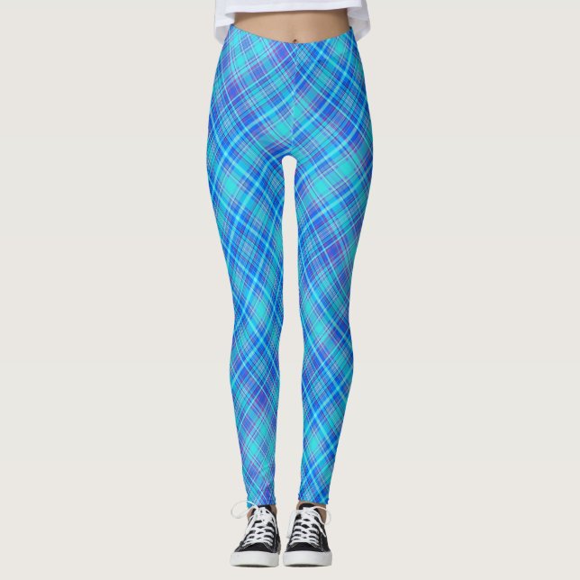 Karierte Textur Blaue Streifen Muster-43657 Leggings (Vorderseite)