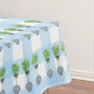 Karierte Topiaries Blue und White Ginger Jar Tischdecke