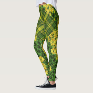 Karierte und florale Patchwork Leggings
