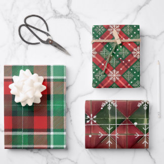 Karierte und Schneeflocken Geschenkpapier Set