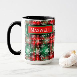 Karierte und Schneeflocken Weihnachtsmuster 1 mit Tasse