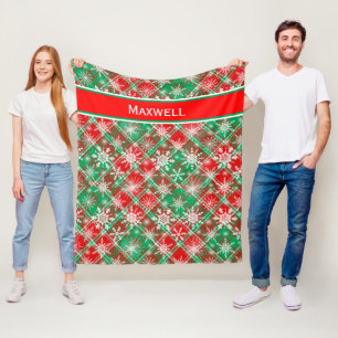 Karierte und Schneeflocken Weihnachtsmuster 2 mit Fleecedecke