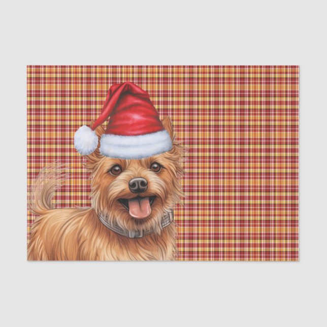 Karierte Weihnachten Australier Terrier Dog Holida Seidenpapier (Vorderseite)