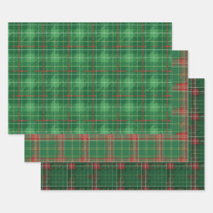 Karierte Weihnachten Geschenkpapier Set