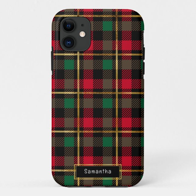 Karierte Weihnachten in Rot, Grün, Schwarz und Gol Case-Mate iPhone Hülle (Rückseite)