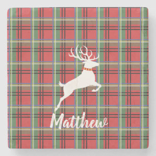 Karierte Weihnachten in Rot und Grün Tartan Steinuntersetzer