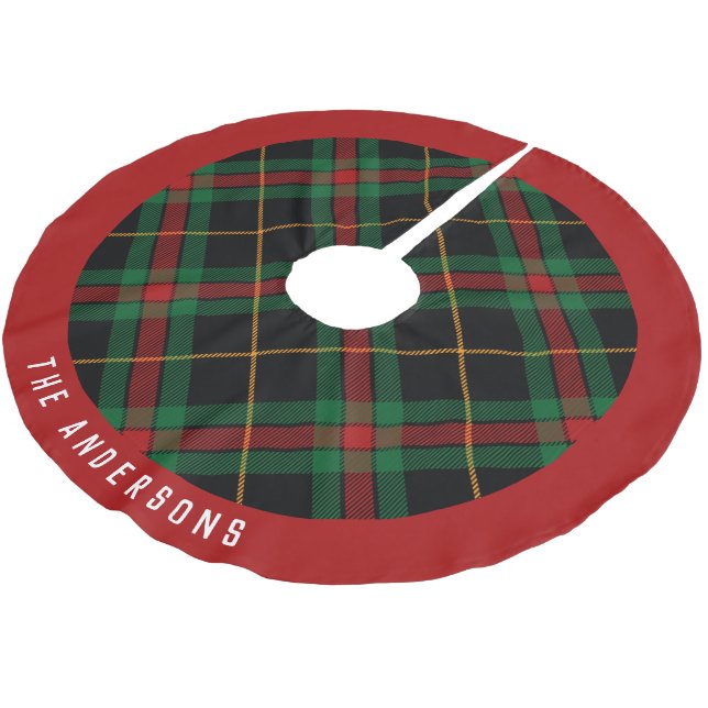 Karierte Weihnachten Polyester Weihnachtsbaumdecke (Schrägansicht)