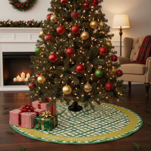 Karierte Weihnachten Polyester Weihnachtsbaumdecke